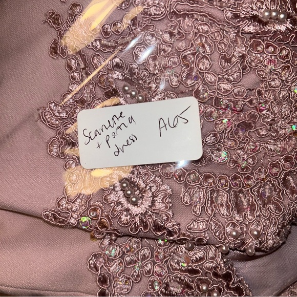 Portia & Scarlett V Neck Blush Dress small mark on front size 4 - Picture 9 of 9